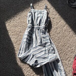 Striped Blue and White Kids One Piece